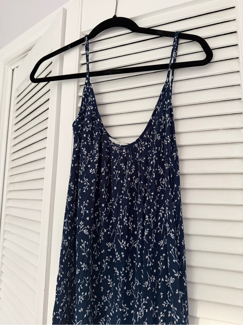 H&M Navy Blue Floral Spaghetti-Strap Summer Dress